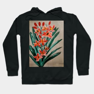 Orchids in red and white flowers grown wild. Hoodie